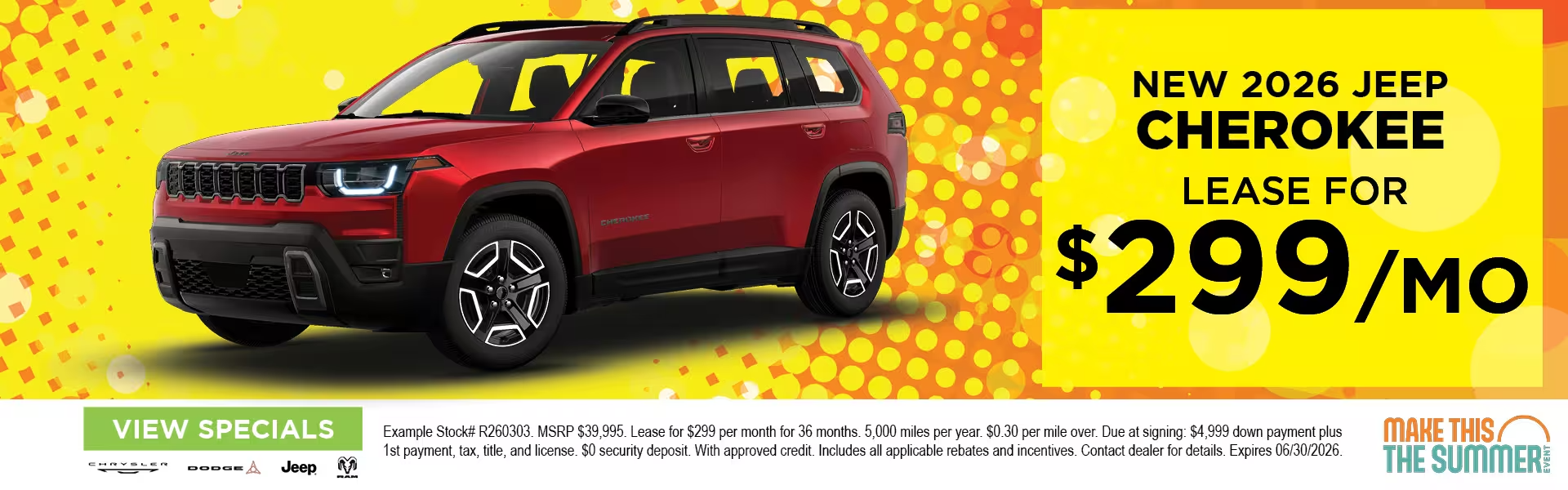 New 2026 Jeep Cherokee - lease for $299 a month